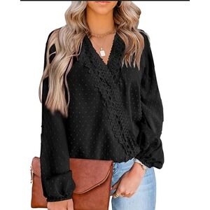 Poetsky Black Whimsical Blouse Long Sleeve Whimsgoth L Embroidered Lace  Boho
